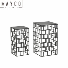 Mayco Metal Flower Pot Holder Black Wrought Iron Nesting Table Square Plant Stand